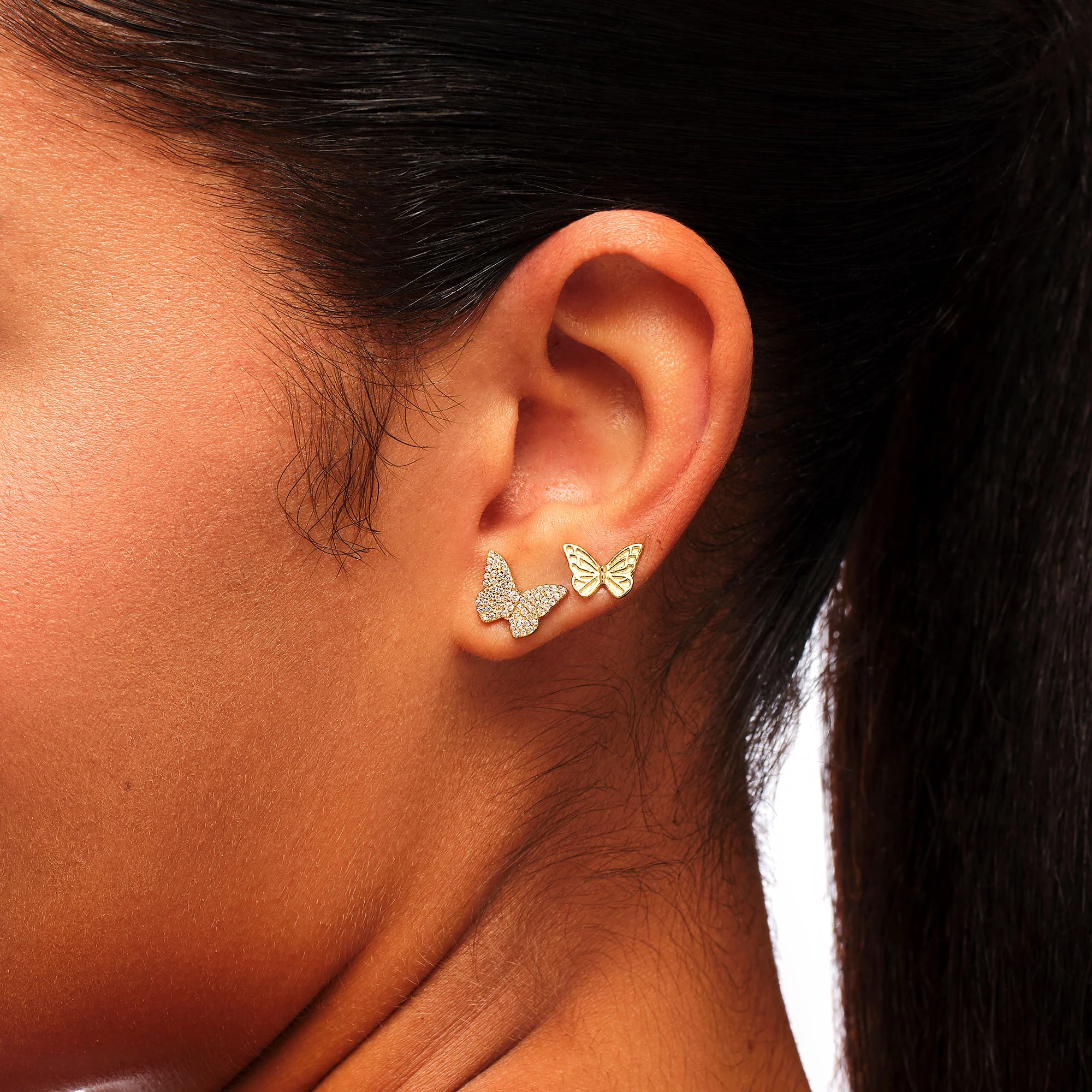 Papillon Gold Stud Earrings - Image 3