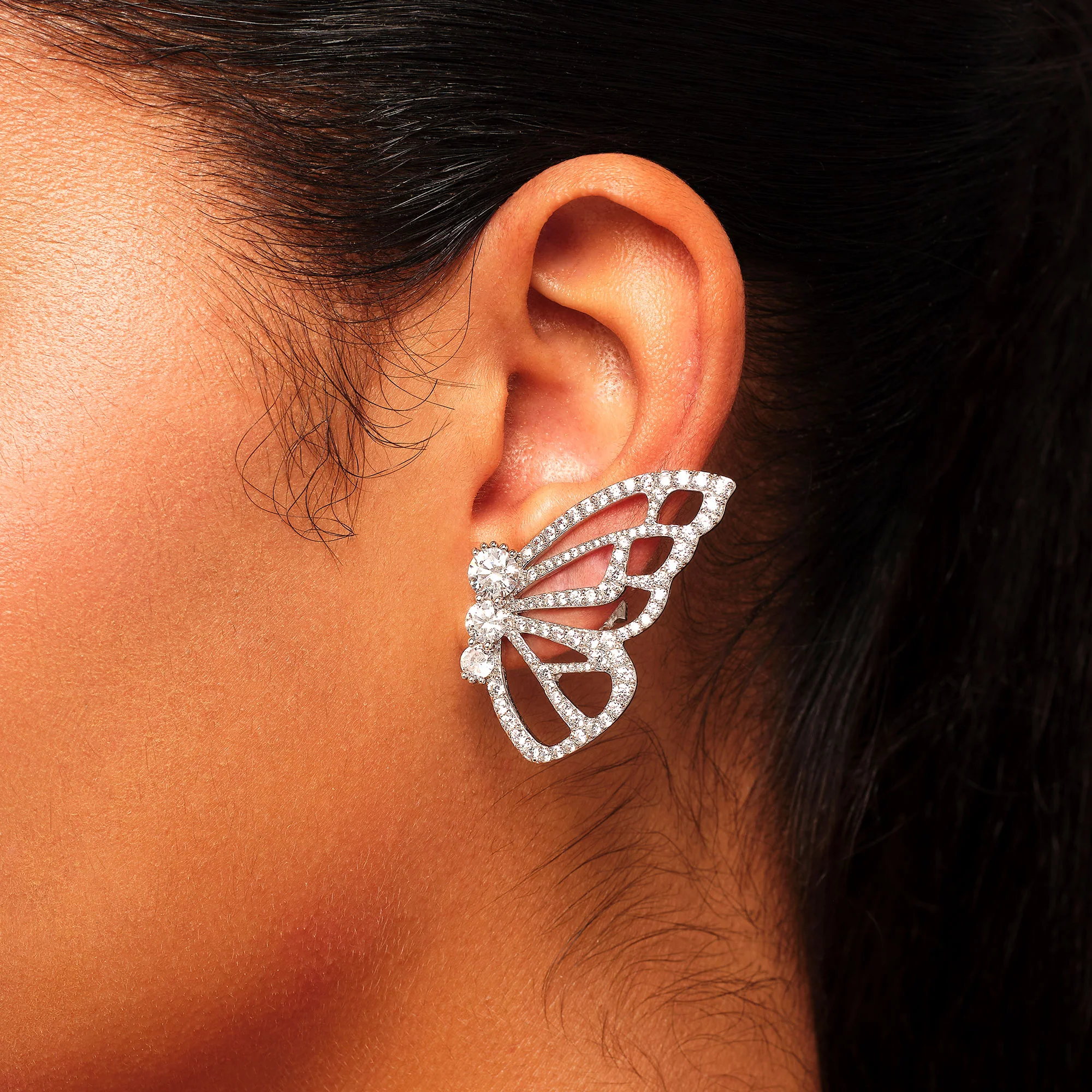Papillon Silver Statement Earrings - Image 3