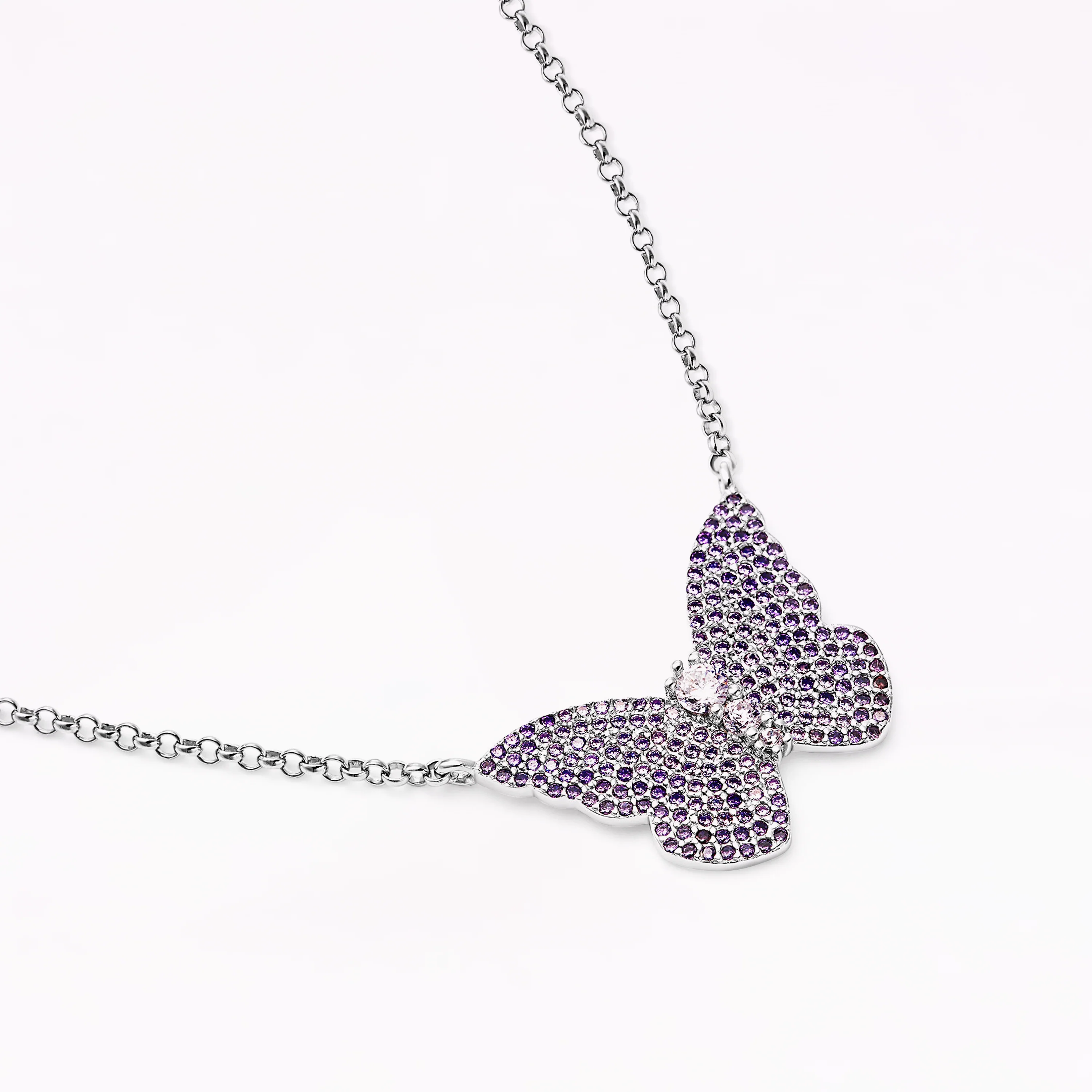 Papillon Silver Violet Pendant Necklace - Image 3